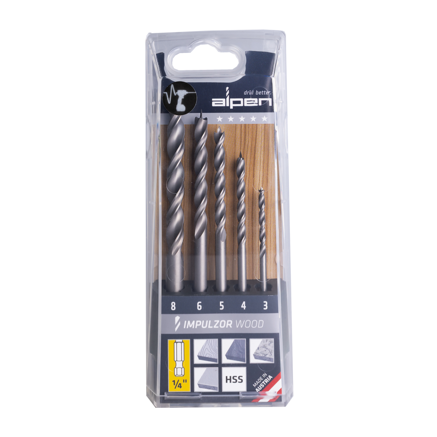 (image for) Set Impulzor Impact Wood Hex Atm5 5-tlg 3.0-4.0- 5.0- 6.0-8.0 Mm