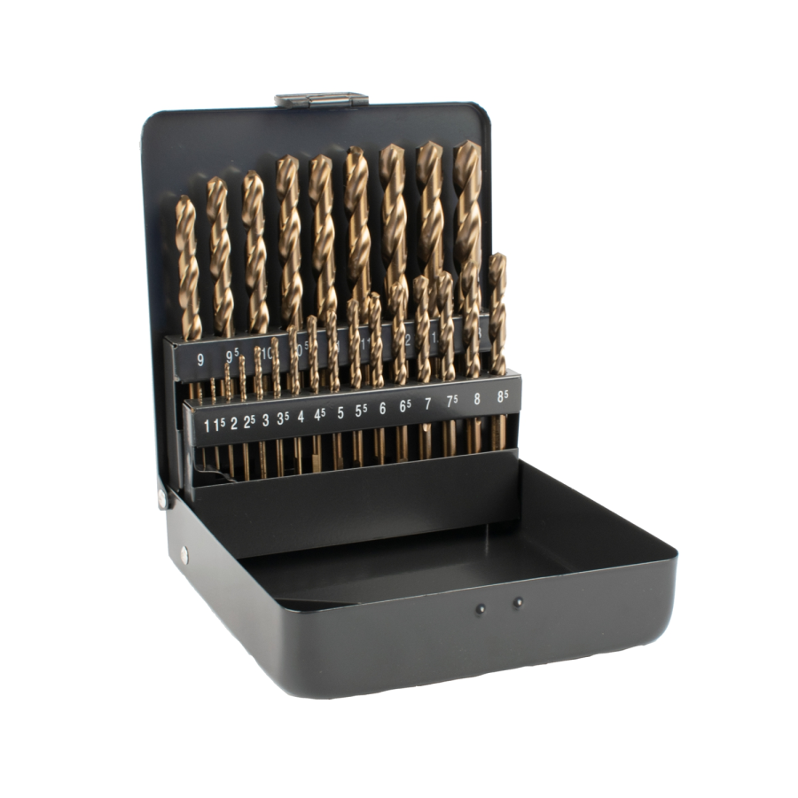 (image for) Hss Cobalt Drill Bit Set 25 Piece 1-13mm X 0.5 3- Sided In Metal Case