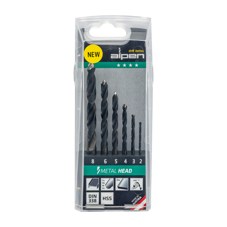 (image for) HSS METAL HEAD SET TM 6 6PCS 2.0 3.0 4.0 5.0 6.0 8.0MM TRI-FLAT DIN 33