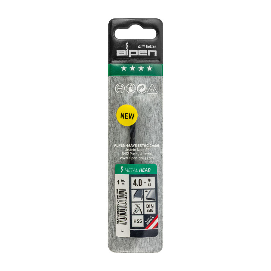 (image for) HSS METAL HEAD 4.0 MM TRI-FLAT DIN 338 RN