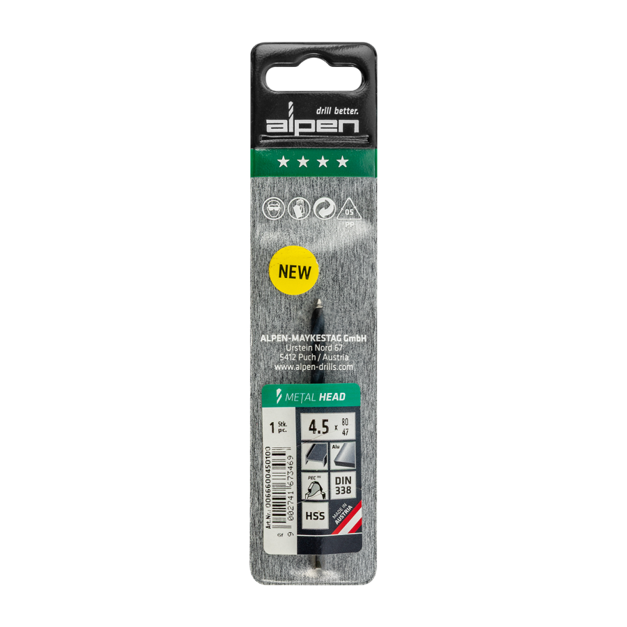 (image for) HSS METAL HEAD 4.5 TRI-FLAT DIN 338 RN