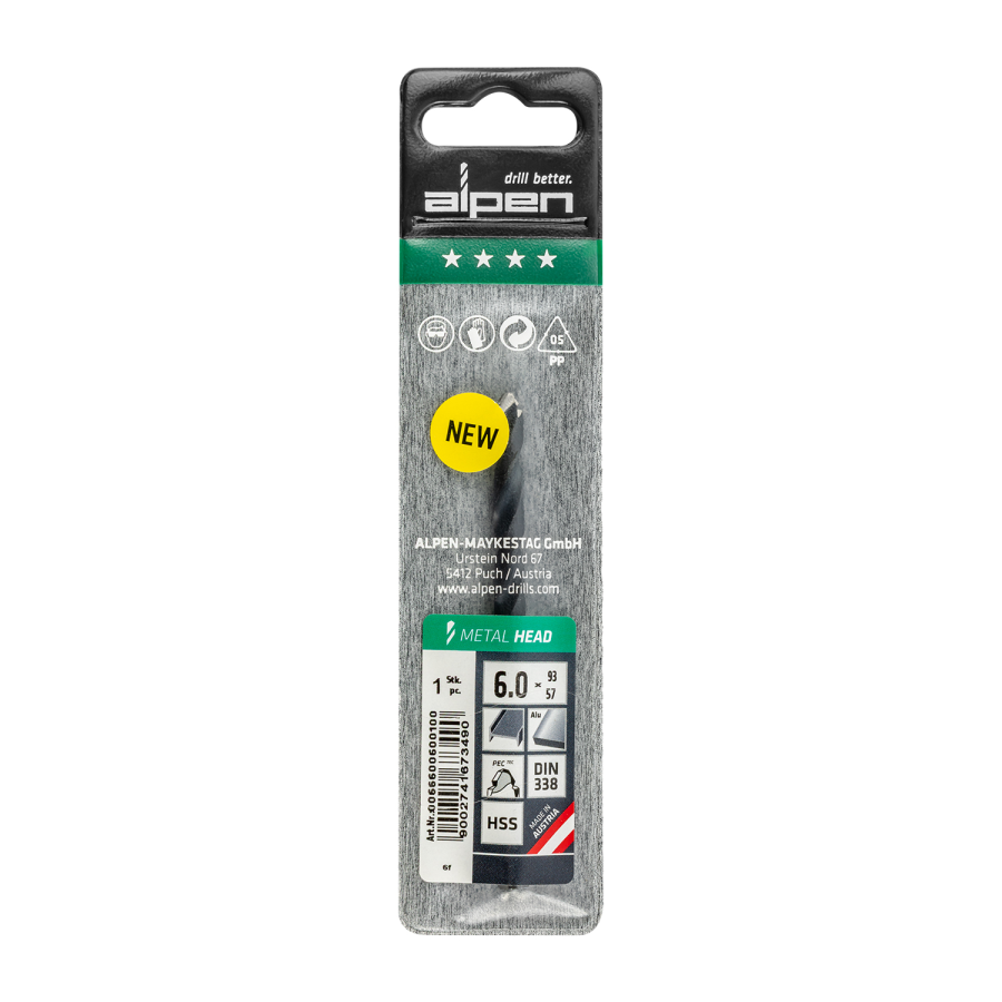 (image for) HSS METAL HEAD 6.0 TRI-FLAT DIN 338 RN
