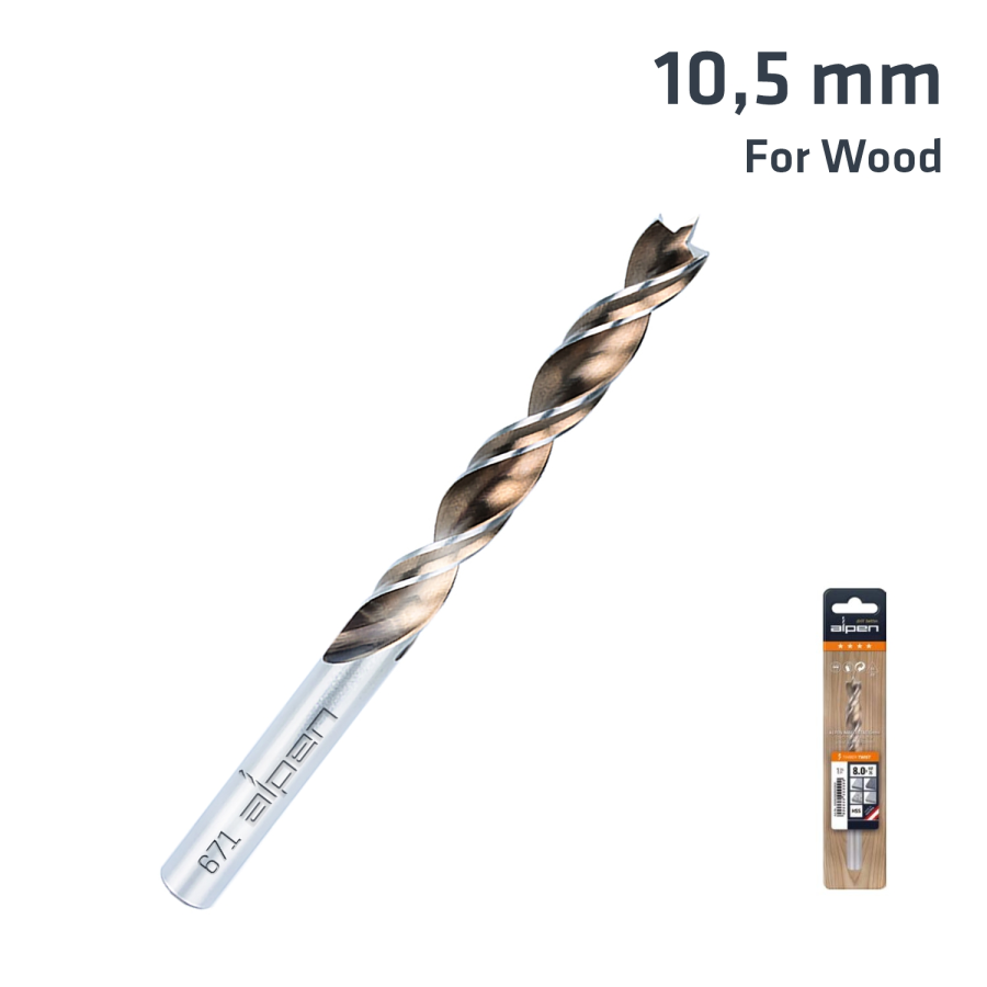 (image for) Timber Twist 10.5mm Wood Drill Bit Sleeved