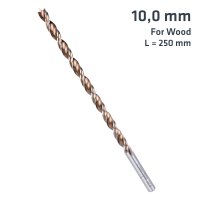 Timber Twist 10mm X 250 Long Wood Drill Bit Sleeved (image for) Timber Twist 10mm X 250 Long Wood Drill Bit Sleeved