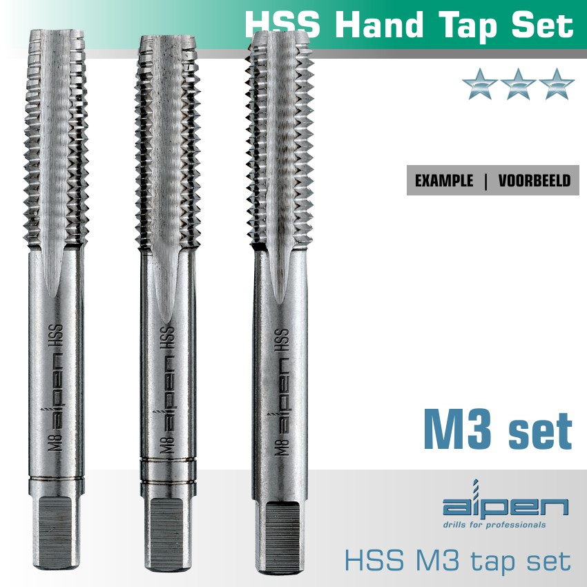 (image for) Hand Tap Set In Pouch M3 Hss 0.5mm Pitch