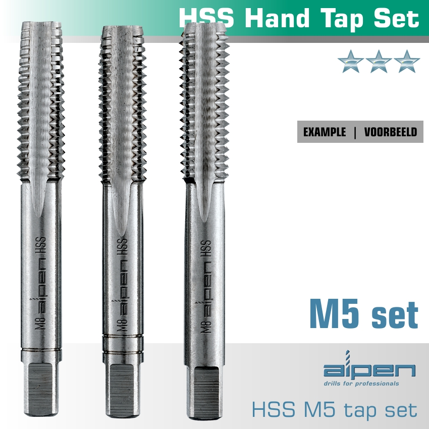 (image for) Hand Tap Set In Pouch M5 Hss 0.8mm Pitch