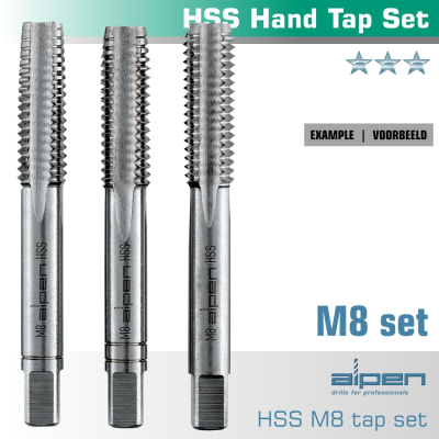 (image for) Hand Tap Set In Pouch M8 Hss 1.25mm Pitch