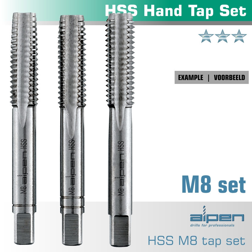 (image for) Hand Tap Set In Pouch M8 Hss 1.25mm Pitch