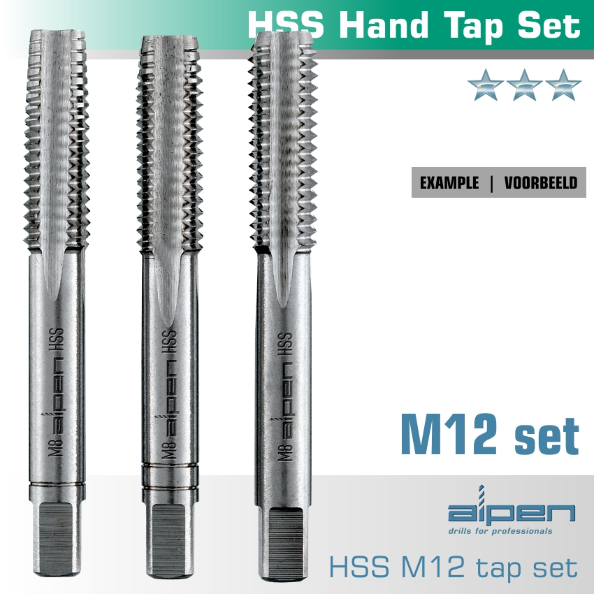 (image for) Hand Tap Set In Pouch M12 Hss 1.75mm Pitch