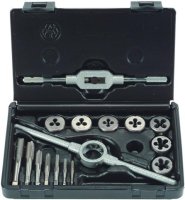 Tap & Die Set 16 Piece M3 - M12 Hss With Die Holder & Tap Wrench (image for) Tap & Die Set 16 Piece M3 - M12 Hss With Die Holder & Tap Wrench