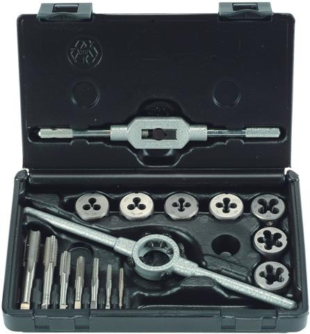 (image for) Tap & Die Set 16 Piece M3 - M12 Hss With Die Holder & Tap Wrench