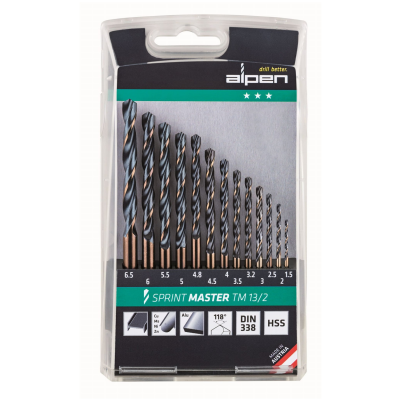 (image for) Hss Sprint Master Drill Bit Set 13 Piece 1.5-6.5 3.2+4.8 Tm13-2