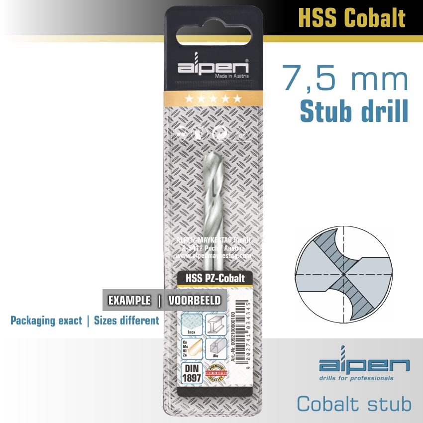 (image for) Cobalt Drill Bit Short Pouch 7.5mm