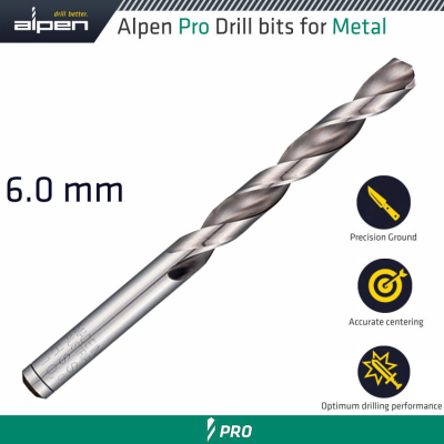 (image for) Alpen Pro 6.0mm Hss Drill Din 338 Rn 135 With Split Point Bulk