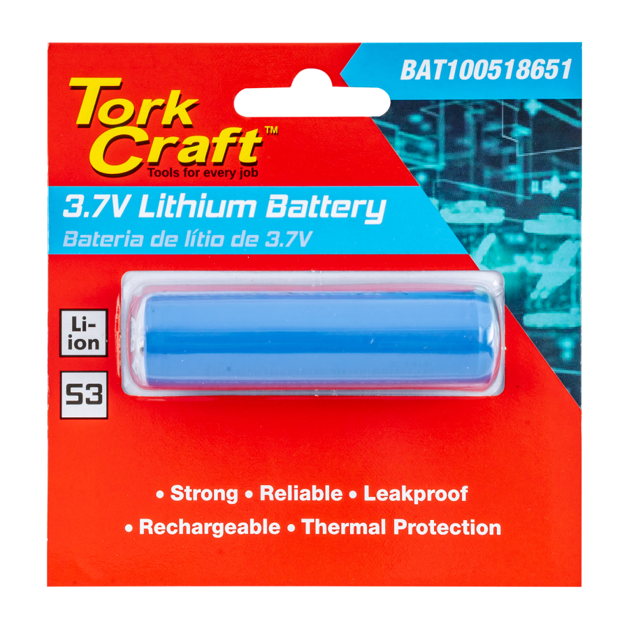 (image for) Battery 18650 Lithium 2200mah Rechargeable Carded 1pc