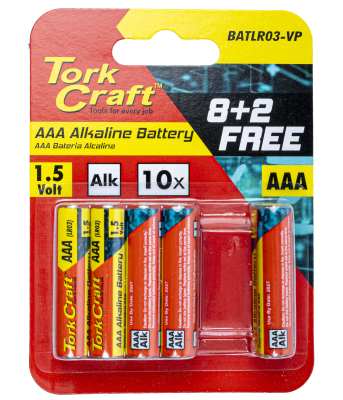 (image for) Battery Aaa 1.5v Value Pack 10 Pack 8 + 2 Free Carded Alkaline