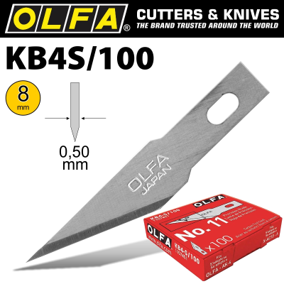 (image for) Olfa Precision Art Blade 100 Blades Per Pack 8mm
