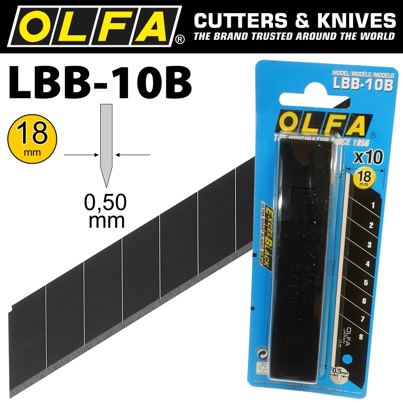 (image for) Olfa Blades Excel Black 10/pk Carded Ultra Sharp 18mm