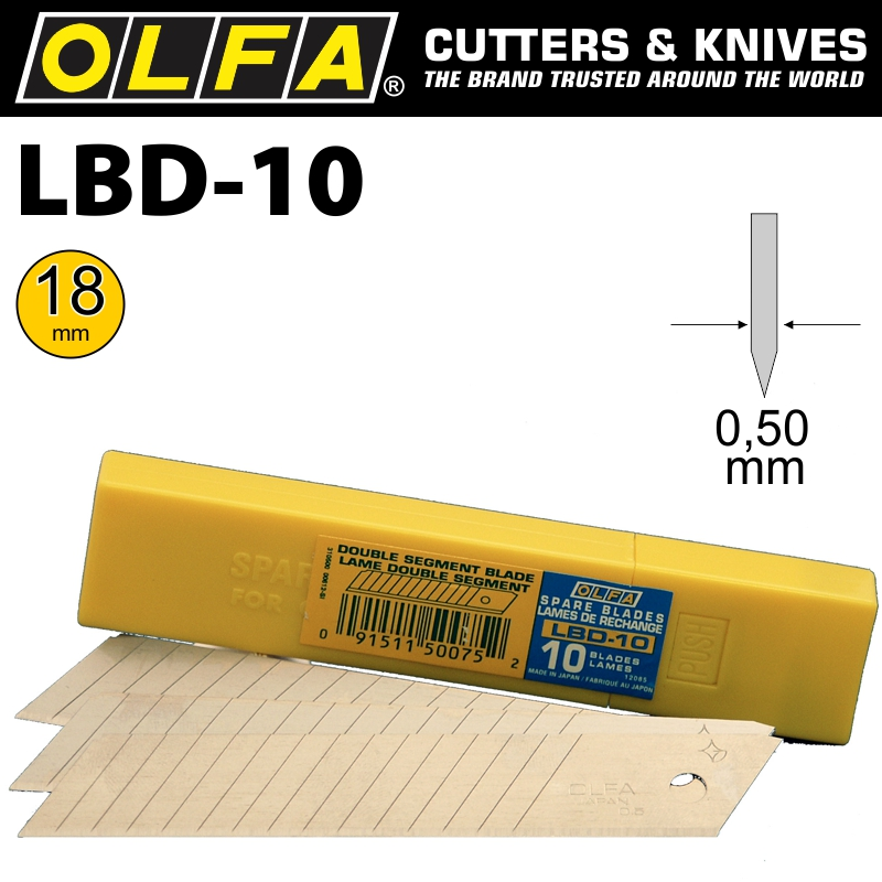 (image for) Olfa Double Segmented Heavy Duty Blades Lbd-10 10/pack 18mm