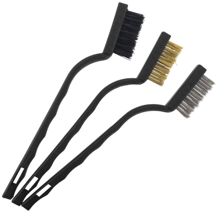 (image for) Mini Brush Set 3pc Brass Stainless Nylon In Blister