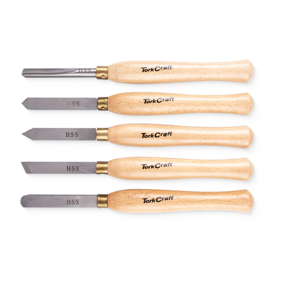 (image for) Chisel Set Wood Turning 300mm Hss 5 Piece Wood Case