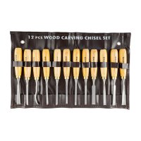 (image for) Chisel Set Wood Carving 12piece In Leather Pouch