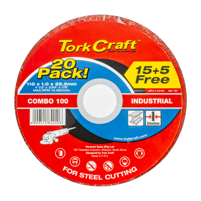 (image for) 15+ 5 Free Cutting Disc Steel 115 X 1.0 X 22.2mm