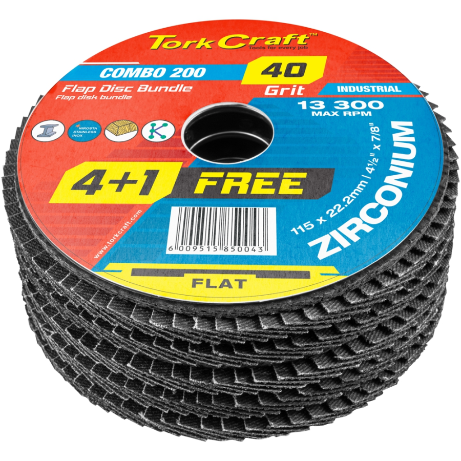 (image for) Flap Disc Zirconium 115mm 40 Grit Flat 4+1 Free