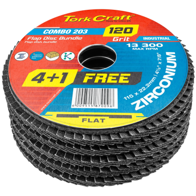 (image for) Flap Disc Zirconium 115mm 120 Grit Flat 4+1 Free