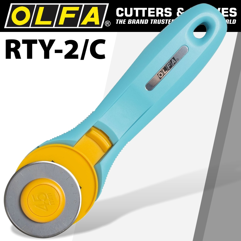 (image for) Olfa Rotary Splash Cutter 45mm Blade R/l Handed Light Blue Aqua