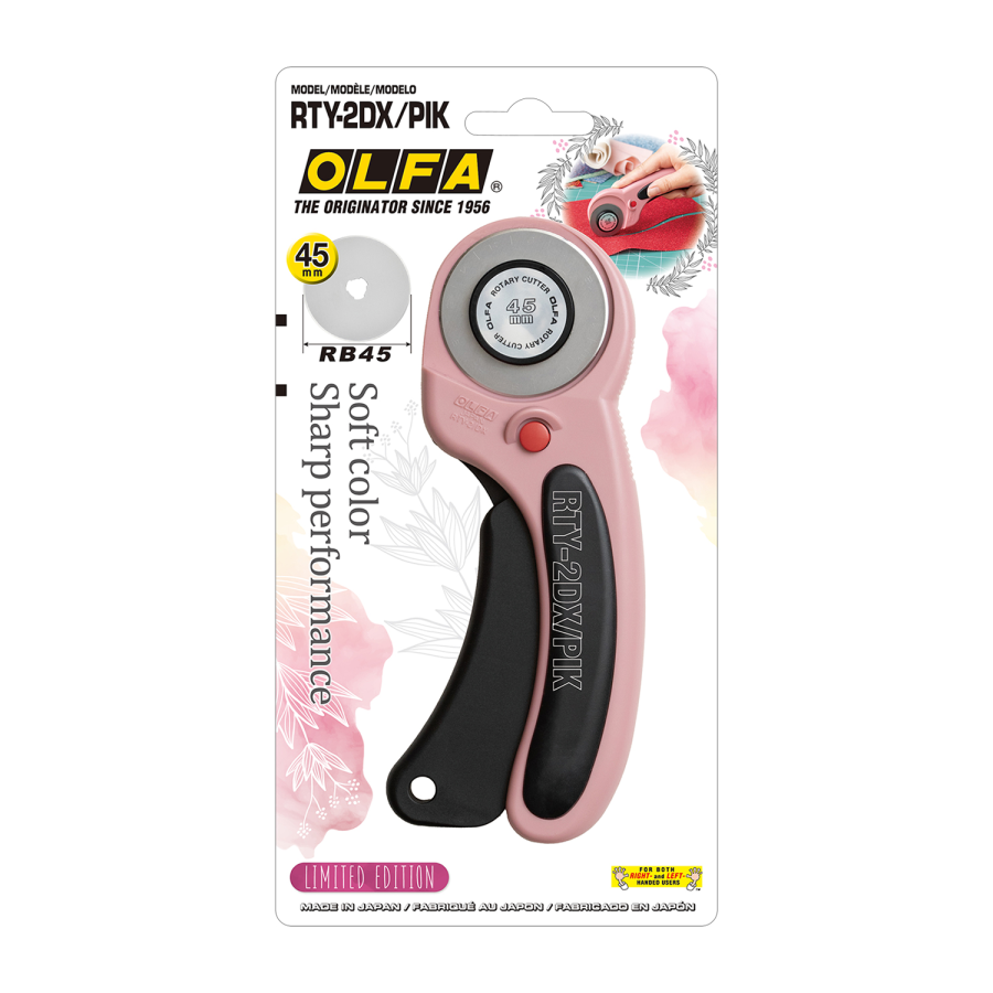 (image for) Olfa Rotary Delux Safety Cutter 45mm Blade R/l Handed Pink