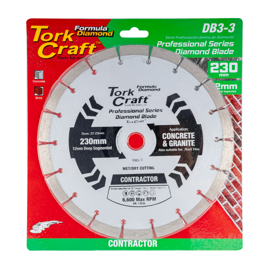 (image for) Diamond Blade Segmented 230mm For Concrete 12mm Deep Segments