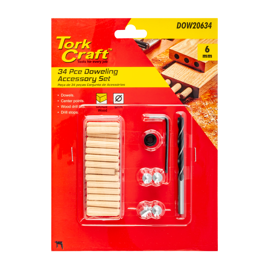 (image for) Doweling Accessory Kit 6mm - 34 Piece (birch Wood)