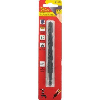 (image for) Drill Bit Hss Standard 10.0mm Hex Shank 1/card