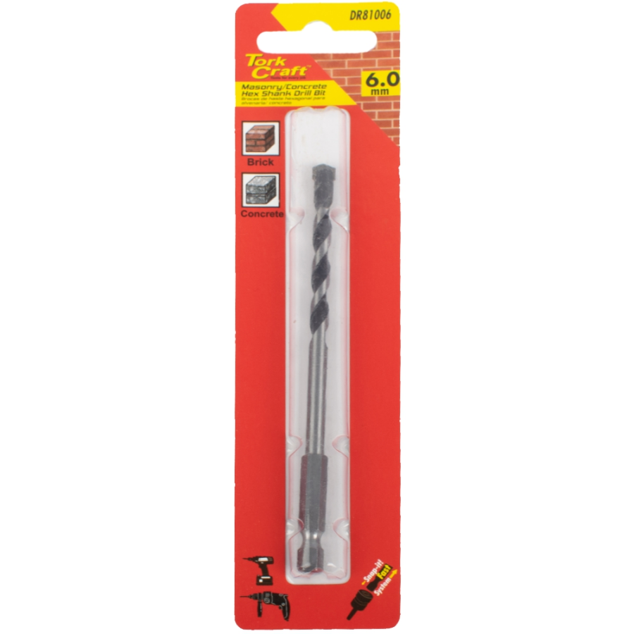 (image for) Drill Bit Masonry/concrete 6.0mm Hex Shank 1/card