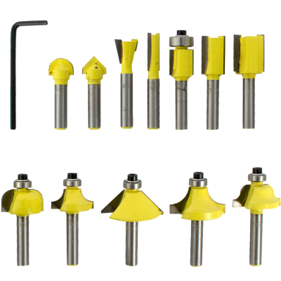 (image for) Router Bit Set 12pc Plastic Box 1/4 Shank