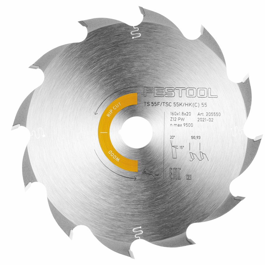 (image for) Festool Hw 160x1,8x20 Pw12 Wood Rip Cut Circular Saw Blade 160mm 12t