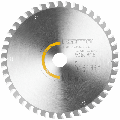 (image for) Festool HW 168x1,8x20 WD42 WOOD FINE CUT 168mm 42-Tooth Fine Cut Saw Blade