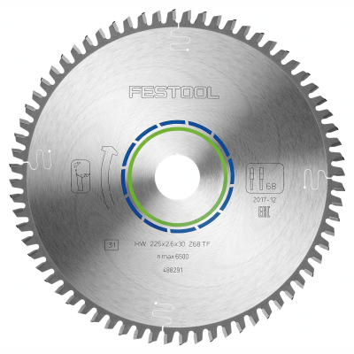 (image for) Festool Aluminium and Plastics Saw Blade HW 225x2.6x30 TF68 for CS 70