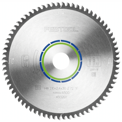 (image for) Festool HW 210x2,4x30 TF72 Aluminium/Plastics Circular Saw Blade 210mm x 30mm 72T