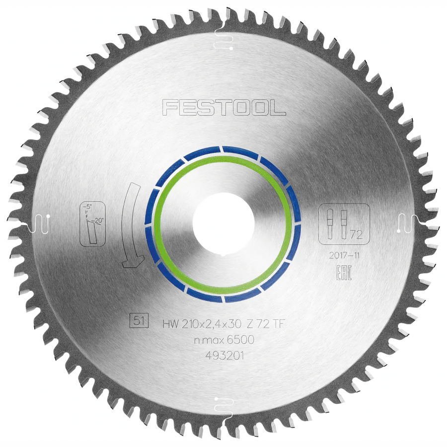 (image for) Festool HW 210x2,4x30 TF72 Aluminium/Plastics Circular Saw Blade 210mm x 30mm 72T