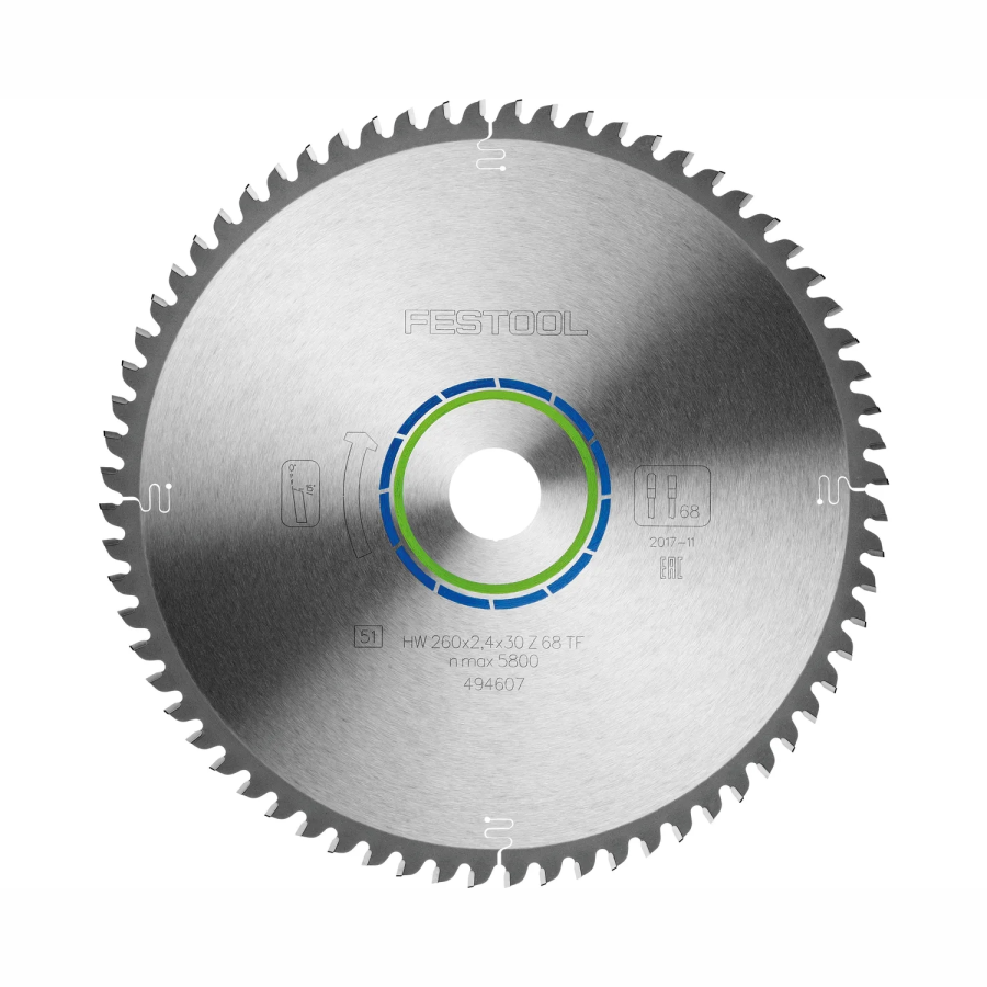 (image for) Festool HW 260x2,4x30 TF68 Aluminium/Plastics Saw Blade 260mm 68T for KS 120 and KS 88