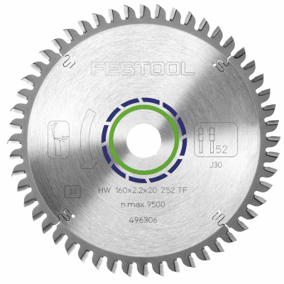 (image for) Festool HW 160x2,2x20 TF52 Aluminium and Plastics Saw Blade