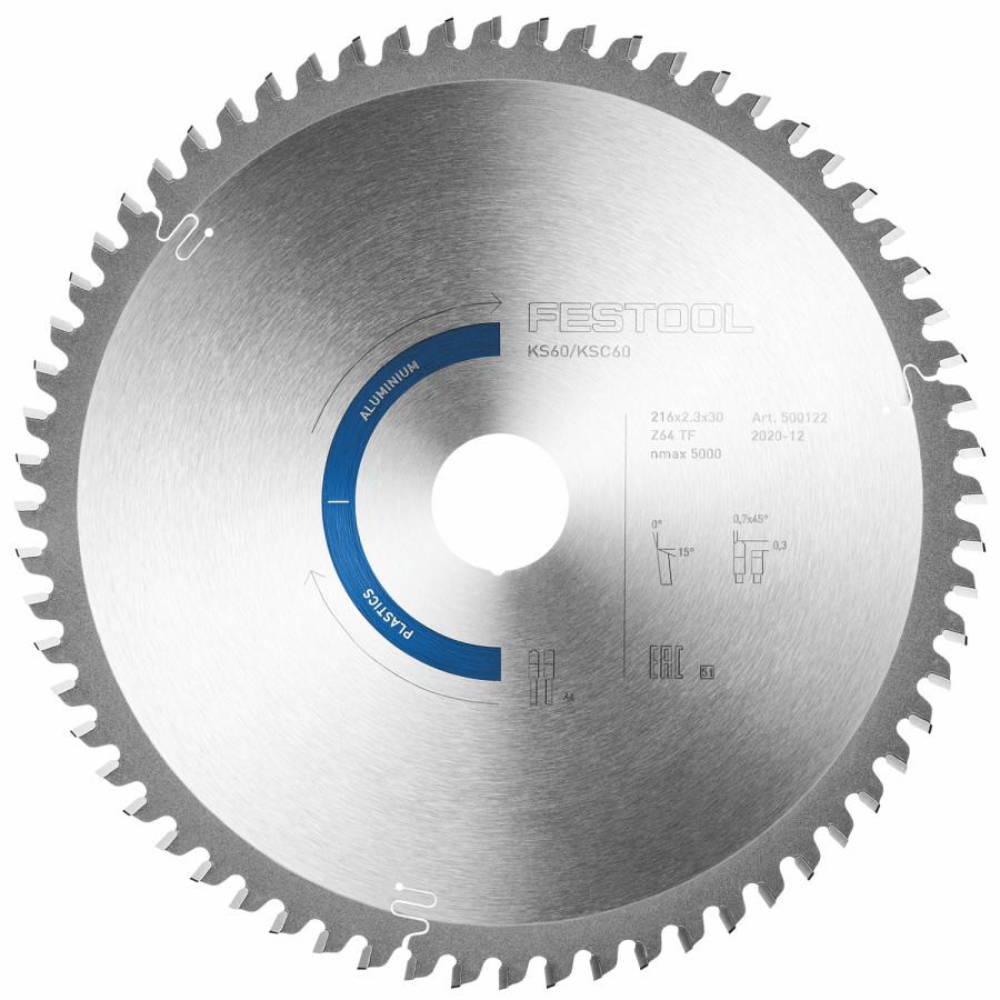(image for) Festool HW 216x2,3x30 TF64 Aluminium/Plastics Saw Blade 216mm 64T