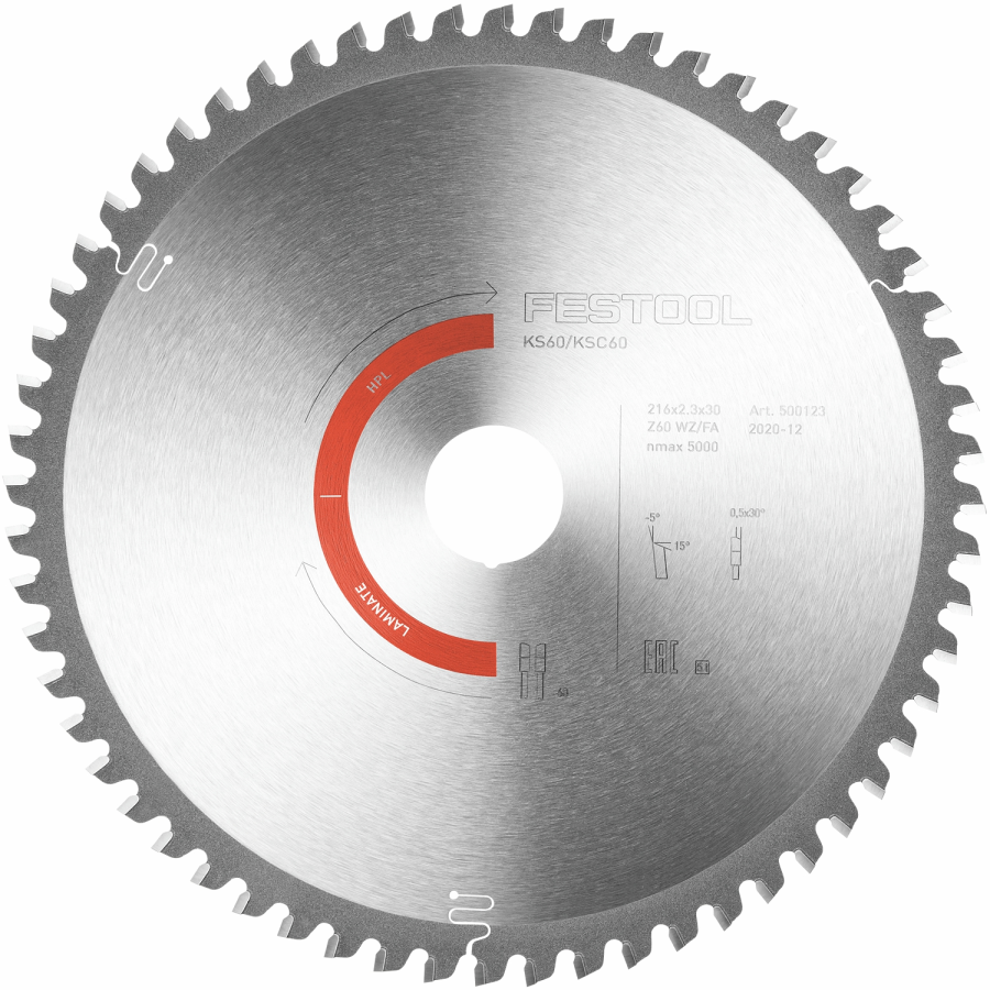 (image for) Festool Laminate/HPL Saw Blade HW 216x2.3x30 WZ/FA60 for KS 60 & KSC 60