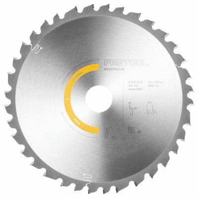 (image for) Festool WOOD UNIVERSAL HW 216x2,3x30 W36 Saw Blade for KS 60 and KSC 60