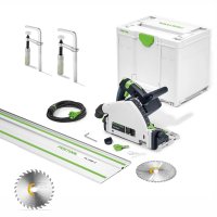(image for) Festool TS 55 FEBQ-Plus-FS 1200W Plunge-Cut Saw Kit with Guide Rail, Clamps & Extra Blade