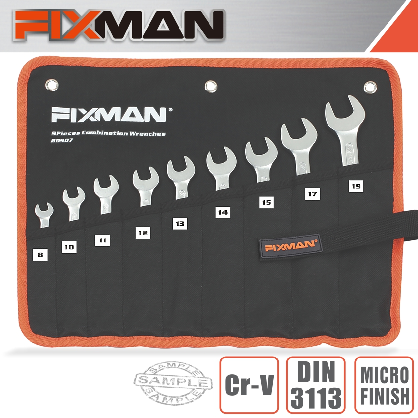 (image for) Fixman 9pcs Combination Spanner Set 8-10-11-12-13-14-15-17-19