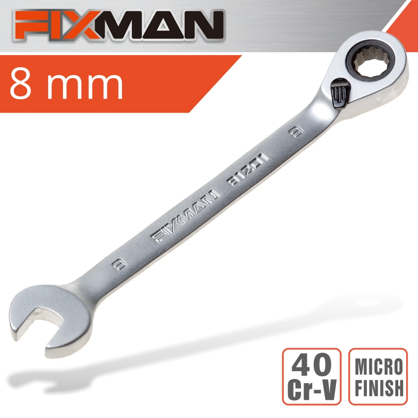 (image for) Fixman Reversible Combination Ratcheting Wrench 8mm