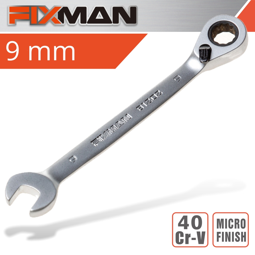 (image for) Fixman Reversible Combination Ratcheting Wrench 9mm